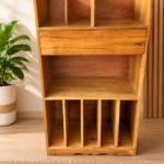 Handmade Teak Wood Bookshelf & Magazine Rack Cabinet