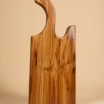 Handcrafted Genuine Teak Wood Serving Board with Curved Handle