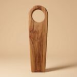 Handcrafted Tall Teak Wooden Serving Board with Round Handle