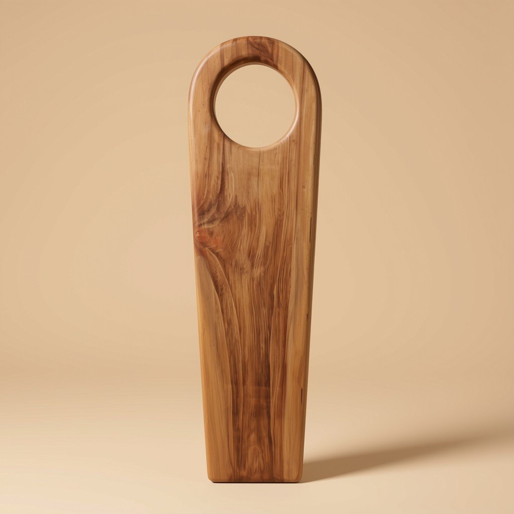Handcrafted_Tall_Wooden_Serving_Board_with_Round_Handle Handcrafted Tall Teak Wooden Serving Board with Round Handle - Image 1