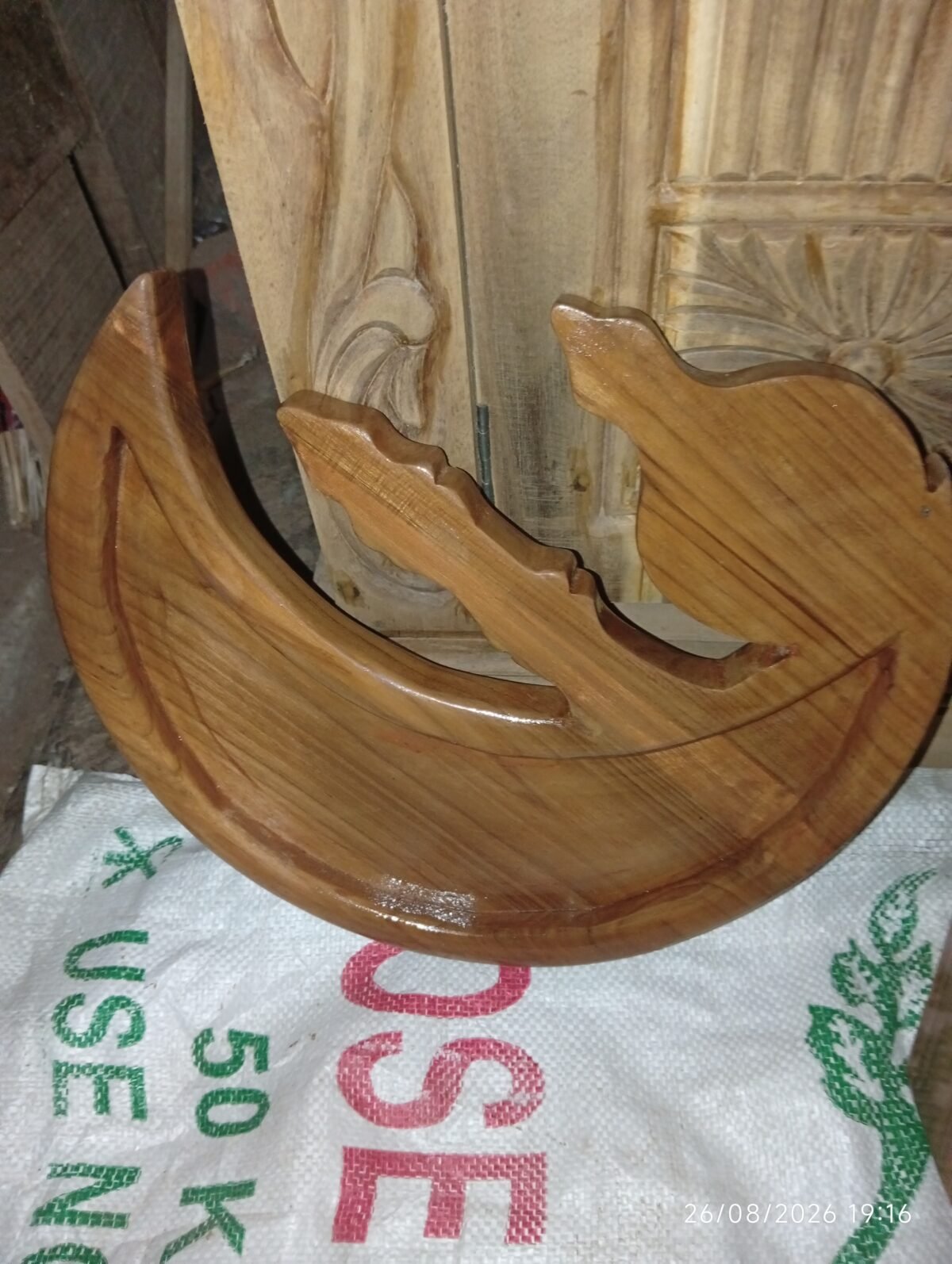 Handmade Teak Wood Wall Art - Image 2