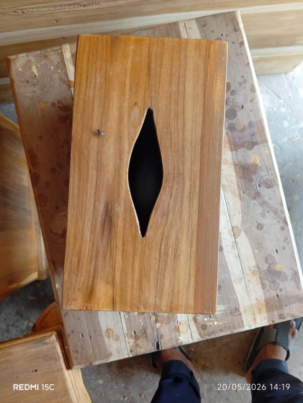 Handmade Teak Wood Decorative Box Lid - Image 4